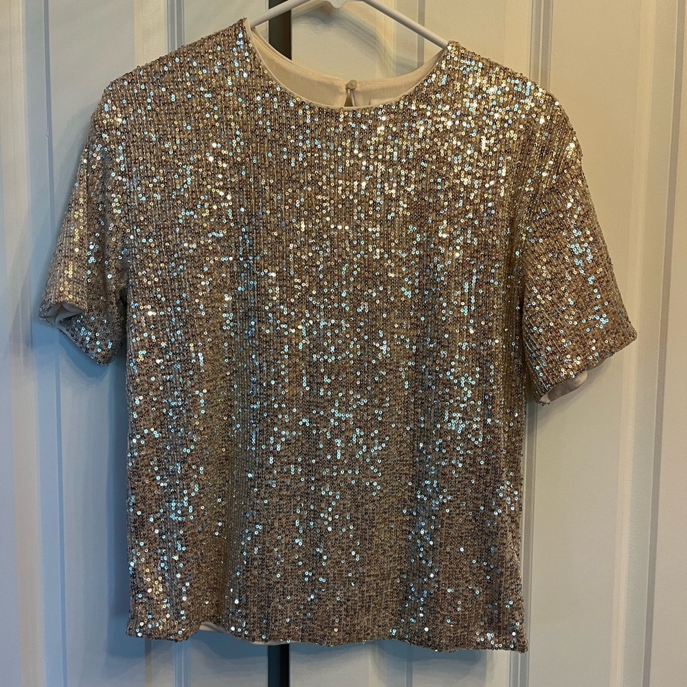 White gold sequined H&M top size extra small